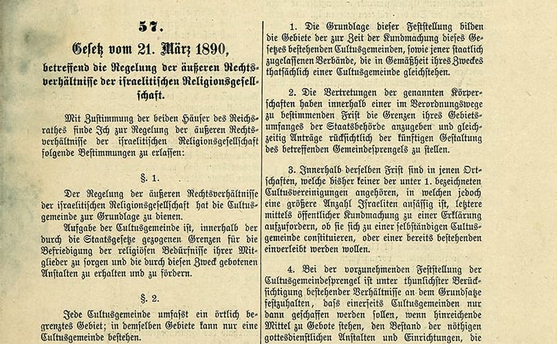 Israelitengesetz rg bl 1890 nr 57 original opt 3 1