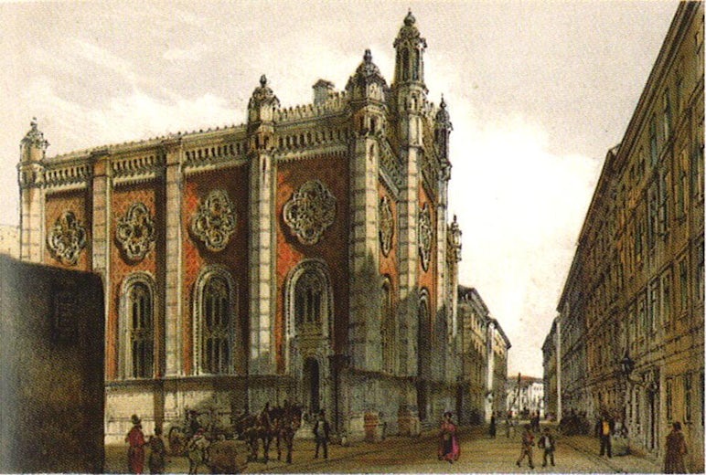 Der Leopoldstädter Tempel, nach Rudolf von Alt